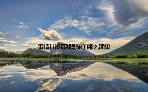 事情并没有我想象的那么简单