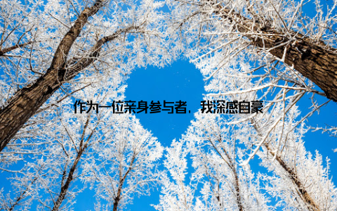 作为一位亲身参与者, 我深感自豪